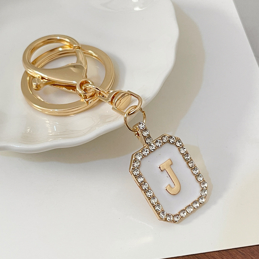 Wholesale 26 Letters Diamond-drip Oil Key Chain
